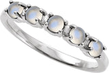Platinum Natural Rainbow Moonstone Cabochon Stackable Ring - view 4