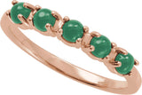 14K Gold Natural Emerald Cabochon Stackable Ring - Rose Gold - view 4