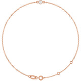 14K Gold Round Lab-Grown Diamond Bezel-Set Link Bracelet - Rose Gold