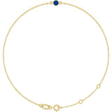 14K Gold Round Natural Blue Sapphire Bezel-Set Link Bracelet - Yellow Gold