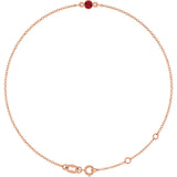 14K Gold Round Natural Ruby Bezel-Set Link Bracelet - Rose Gold