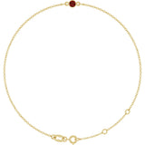 14K Gold Round Natural Mozambique Garnet Bezel-Set Link Bracelet - Yellow Gold