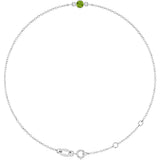 Platinum Round Natural Peridot Bezel-Set Link Bracelet