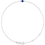 Platinum Round Lab-Grown Blue Sapphire Bezel-Set Link Bracelet