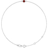 Platinum Round Natural Mozambique Garnet Bezel-Set Link Bracelet