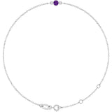 Platinum Round Natural Amethyst Bezel-Set Link Bracelet
