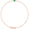 14K Gold Round Natural Emerald Bezel-Set Link Bracelet - Rose Gold