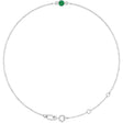 Platinum Round Natural Emerald Bezel-Set Link Bracelet