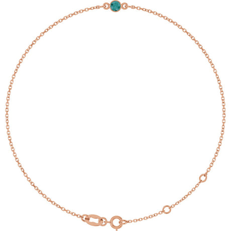 14K Gold Round Lab-Grown Alexandrite Bezel-Set Link Bracelet - Rose Gold