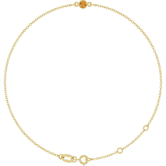 14K Gold Round Natural Citrine Bezel-Set Link Bracelet - Yellow Gold