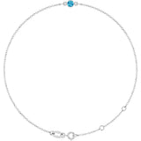 Platinum Round Natural Blue Zircon Bezel-Set Link Bracelet