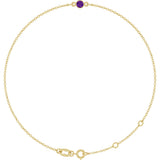14K Gold Round Natural Amethyst Bezel-Set Link Bracelet - Yellow Gold