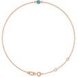 14K Gold Round Natural Blue Zircon Bezel-Set Link Bracelet - Rose Gold