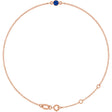 14K Gold Round Natural Blue Sapphire Bezel-Set Link Bracelet - Rose Gold