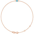 14K Gold Round Natural Aquamarine Bezel-Set Link Bracelet - Rose Gold