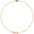 14K Gold Round Natural Peridot Bezel-Set Link Bracelet - Rose Gold