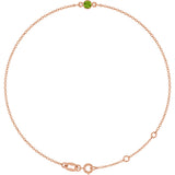 14K Gold Round Natural Peridot Bezel-Set Link Bracelet - Rose Gold