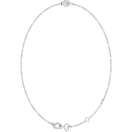 Platinum Round Natural Diamond Bezel-Set Link Bracelet - view 2