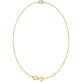 14K Gold Round Natural White Sapphire Bezel-Set Link Bracelet - Yellow Gold - view 2