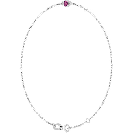 Platinum Round Natural Pink Tourmaline Bezel-Set Link Bracelet - view 2