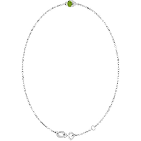 Platinum Round Natural Peridot Bezel-Set Link Bracelet - view 2
