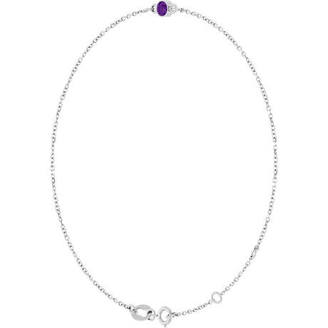 Platinum Round Natural Amethyst Bezel-Set Link Bracelet - view 2