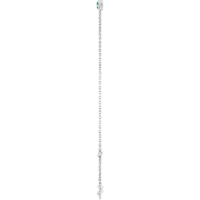 14K Gold Round Lab-Grown Emerald Bezel-Set Link Bracelet - White Gold - view 3