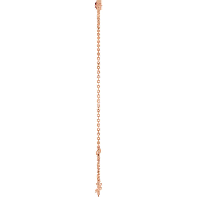 14K Gold Round Natural Mozambique Garnet Bezel-Set Link Bracelet - Rose Gold - view 3