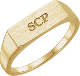 Men's 14K Gold Rectangle Signet Ring - Yellow Gold - view 3