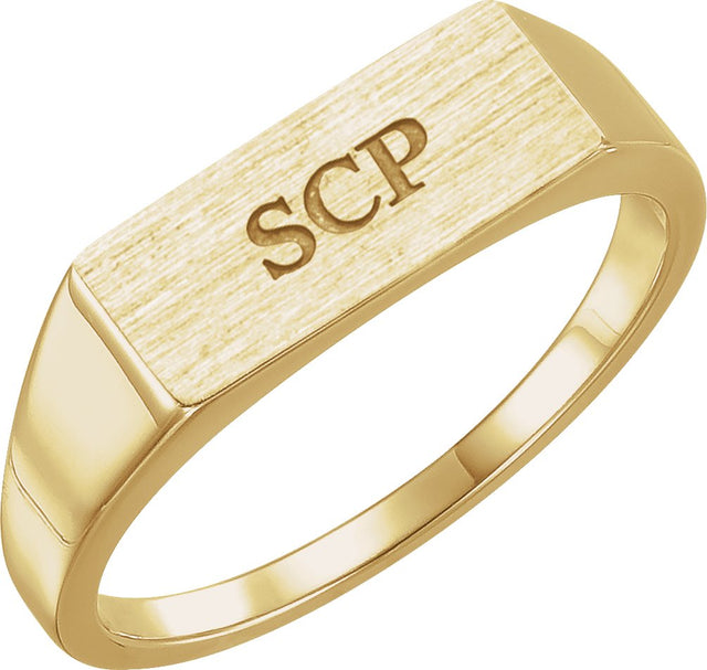 Men's 14K Gold Rectangle Signet Ring - Yellow Gold - view 3