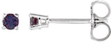 14K Gold Lab-Grown Alexandrite Round 4-Prong Lightweight Stud Earrings - White Gold