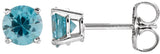 14K Gold Natural Blue Zircon Round 4-Prong Lightweight Stud Earrings - White Gold