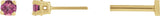 14K Gold Natural Pink Tourmaline Round 4-Prong Lightweight Stud Earrings - Yellow Gold