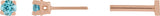 14K Gold Natural Blue Zircon Round 4-Prong Lightweight Stud Earrings - Rose Gold