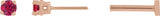 14K Gold Natural Ruby Round 4-Prong Lightweight Stud Earrings - Rose Gold