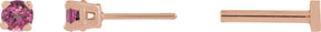 14K Gold Natural Pink Tourmaline Round 4-Prong Lightweight Stud Earrings - Rose Gold