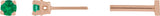 14K Gold Natural Emerald Round 4-Prong Lightweight Stud Earrings - Rose Gold