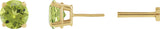 14K Gold Natural Peridot Round 4-Prong Lightweight Stud Earrings - Yellow Gold