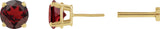 14K Gold Natural Mozambique Garnet Round 4-Prong Lightweight Stud Earrings - Yellow Gold