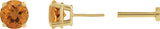 14K Gold Natural Citrine Round 4-Prong Lightweight Stud Earrings - Yellow Gold