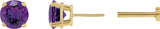 14K Gold Natural Amethyst Round 4-Prong Lightweight Stud Earrings - Yellow Gold