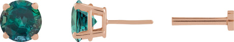 14K Gold Lab-Grown Alexandrite Round 4-Prong Lightweight Stud Earrings - Rose Gold