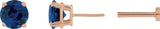 14K Gold Lab-Grown Blue Sapphire Round 4-Prong Lightweight Stud Earrings - Rose Gold