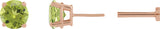 14K Gold Natural Peridot Round 4-Prong Lightweight Stud Earrings - Rose Gold