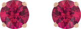 14K Gold Lab-Grown Ruby Round 4-Prong Lightweight Stud Earrings - Rose Gold - view 2