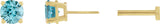 14K Gold Natural Blue Zircon Round 4-Prong Lightweight Stud Earrings - Yellow Gold