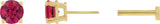 14K Gold Lab-Grown Ruby Round 4-Prong Lightweight Stud Earrings - Yellow Gold