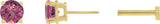 14K Gold Natural Pink Tourmaline Round 4-Prong Lightweight Stud Earrings - Yellow Gold