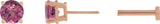 14K Gold Natural Pink Tourmaline Round 4-Prong Lightweight Stud Earrings - Rose Gold