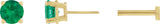 14K Gold Natural Emerald Round 4-Prong Lightweight Stud Earrings - Yellow Gold